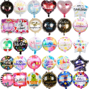 Feliz Cumpleaños Spanish Happy Birthday Aluminum Foil Balloons For Party Decorations Te Amo Love Heart Star Round Theme