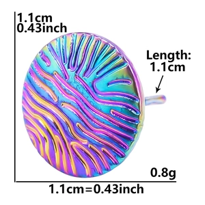 Detailed view showing rainbow stainless steel stud earring dimensions and weight