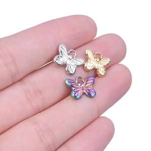 Polished 18k gold and silver butterfly charms for DIY jewelry making accessories