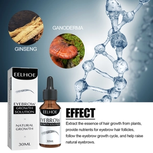 Detailansicht des EELHOE Augenbrauen-Wachstumsserums mit Ginseng- und Ganoderma-Extrakten.