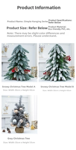 Detailed view of eco-friendly PVC mini Christmas trees with snow effect and pine cones