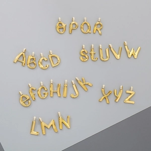 Initial Letter Pendant Stainless Steel Rhinestone Inlaid DIY Jewelry Making Accessory For Women Versatile