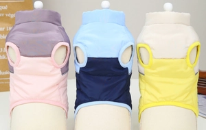 Three-color contrast pet puffer vests featuring sleeveless design and waterproof nylon fabric