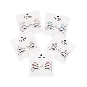 Five sets of colorful acrylic face rhinestone stickers for creative makeup and festivals
