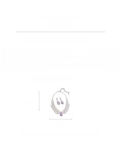 Vista dettagliata del set collana argento con gocce di cristallo viola a forma di pera
