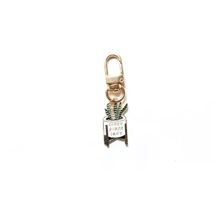 Creative enamel plant keychain with Crazy Plant Lady text for Airpods and bags