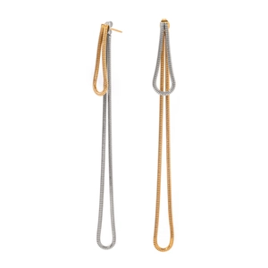 18k gold plated stainless steel long snake chain drop earrings in gold and silver
