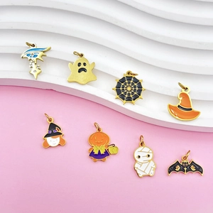 Lot de breloques Halloween avec fantômes et citrouilles en émail pour bijoux DIY