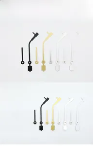 Detail view of clock needle set in black, gold, silver, and white for DIY modern wall clocks
