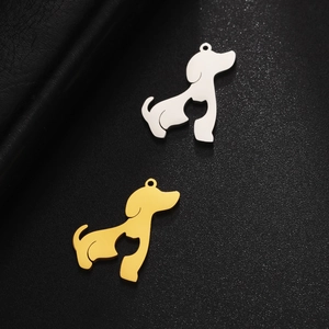 Polished silver and gold cat and dog silhouette pendants for jewelry making accessories