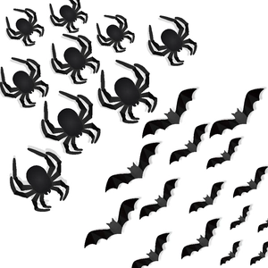 Halloween Wall Stickers 3D Bat Spider Black Card Paper DIY Stereo Party Holiday Decoration Decals