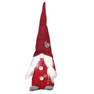Gnomo di Natale con cappello rosso, barba bianca e ricamo a fiocco di neve