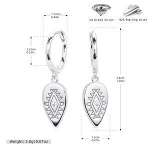 Detailed size chart and specifications of S925 sterling silver vintage totem hoop earrings