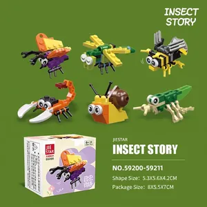 Educational insect building block set including beetle bee and dragonfly for kids