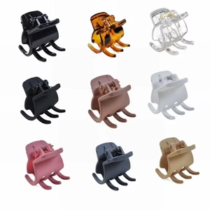 Set of 9 colorful 3.5cm square hair claw clips in matte and glossy resin finishes
