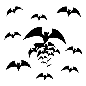 3D black bat wall stickers in various sizes for Halloween party home decoration