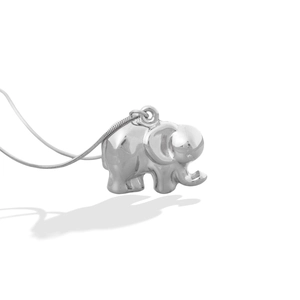 Polished stainless steel lucky elephant pendant necklace with a sleek snake chain for unisex