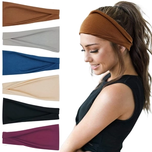 Solid Color Sports Headband Sweat Wicking Elastic Fabric Hair Band For Yoga Running Fitness Workout Men Women Unisex