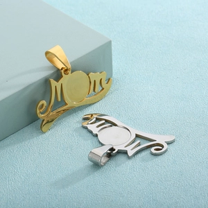 Pendentifs MOM en acier inoxydable doré et argenté pour colliers de fête des mères