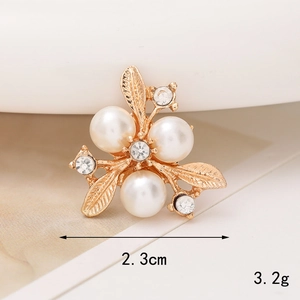 Detalle de flor de perla de 2,3 cm con base dorada y diamantes para manualidades DIY