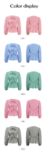 Color display of long sleeve plaid tops in red, blue, green, pink, and black colors