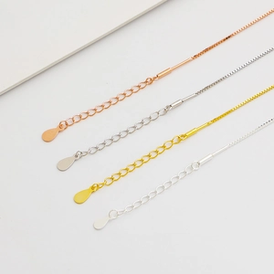 S925 Sterling silver box chains in rose gold, silver, and gold with adjustable charms