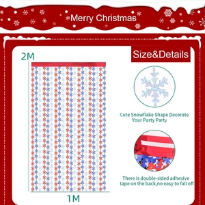 Christmas tinsel foil fringe curtain 1x2m with laser snowflake design and adhesive tape
