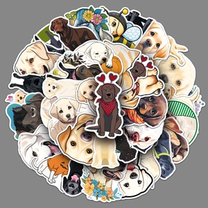 Labrador Retriever Dog Stickers PVC Waterproof Cartoon Doodle Decals For Luggage Laptop Phone Case Scrapbooking Decor