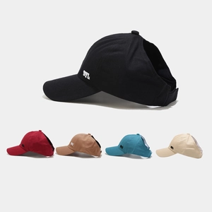Women Cotton Twill Baseball Cap Ponytail Hole Letter Embroidery Adjustable Sun Protection Sporty Fashion Hat