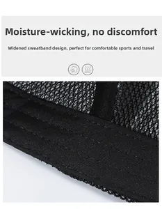 Detail of widened sweatband on sun hat with breathable honeycomb mesh fabric
