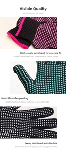 Detail of non-slip silicone dots and elastic wrist cuff on heat resistant gloves