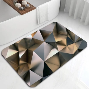 Detail of 3D geometric triangle pattern on absorbent non-slip bathroom floor mat