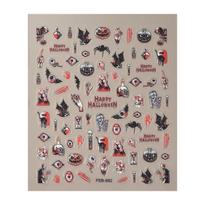 5D Halloween nail art stickers with 3D embossed bats, eyeballs and skull designs