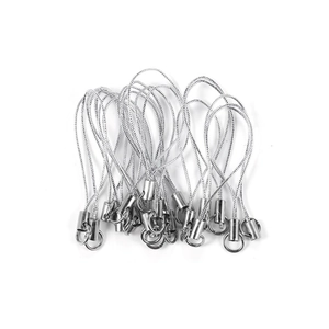 Cordons tressés argentés avec anneaux métalliques pour la création de bijoux DIY