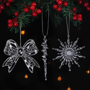 Decorazioni Per Albero Di Natale In Acrilico Trasparente Ciondoli Pendenti Fiocco De Neve Ghiacciolo Arredamento Invernale