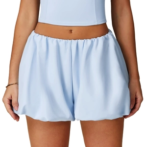 Light blue two-piece yoga set featuring slim fit crop top and high waist shorts