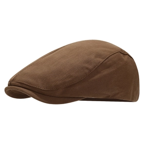 Classic brown solid cotton ivy cap with a minimalist design and rounded profile silhouette