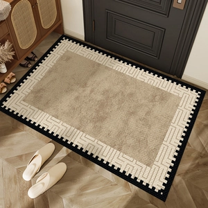 French Vintage Entrance Door Mat Loop Pile Polyester Fiber Non-Slip TPR Back Washable Geometric Floor Rug For Indoor Decor