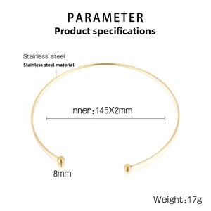 Detailed size specifications for the stainless steel gold collar necklace with 8mm beads