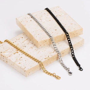 Bracelet gourmette minimaliste pour homme en acier inoxydable or, argent et noir
