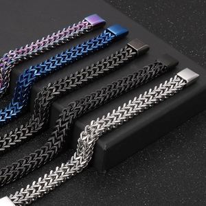 Braided Chain Bracelet For Men 316L Stainless Steel Double Row Wheat Franco Link Punk Hip Hop Fashion Jewelry