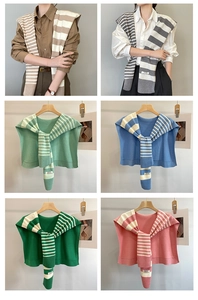 Women striped knitted fake collar shawl versatile scarf fashion casual winter accessories