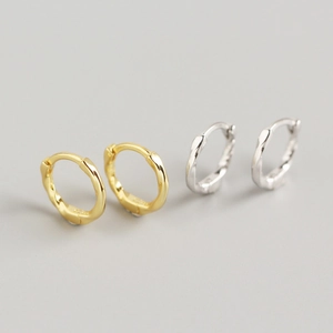 Minimalist 925 Sterling Silver Hoop Earrings Twisted Rope Texture Geometric Jewelry For Women