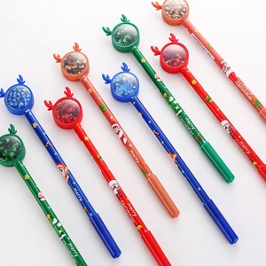 Creative Christmas reindeer pens with colorful sequins and festive deer horn toppers