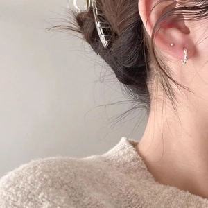 Minimalistische S925 Sterlingsilber Oliven-Ohrringe und Haarklammer für Damen