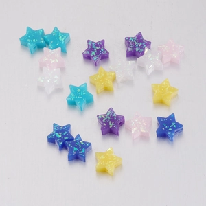 Resin Faux Opal Star Beads Colorful Glitter Pentagon For DIY Jewelry Making Crafts Accessories Sparkle Star Charm