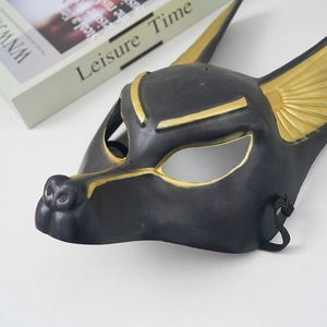 Egyptian Anubis god mask in black and gold for masquerade and Halloween cosplay