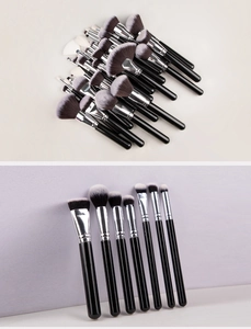 Detailopname van de 40-delige professionele make-up borstelset met gradiënt haren