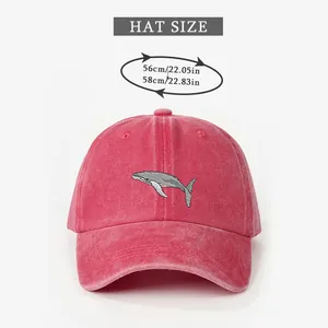 Detailed size guide showing a 56-58cm measurement for the whale embroidered baseball cap