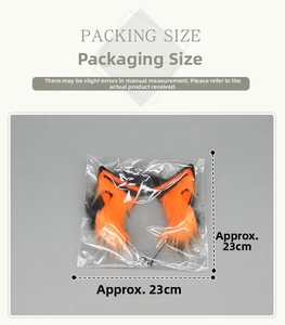 Detail showing packing size of 23cm for plush fox ears Halloween cosplay hair accessory
